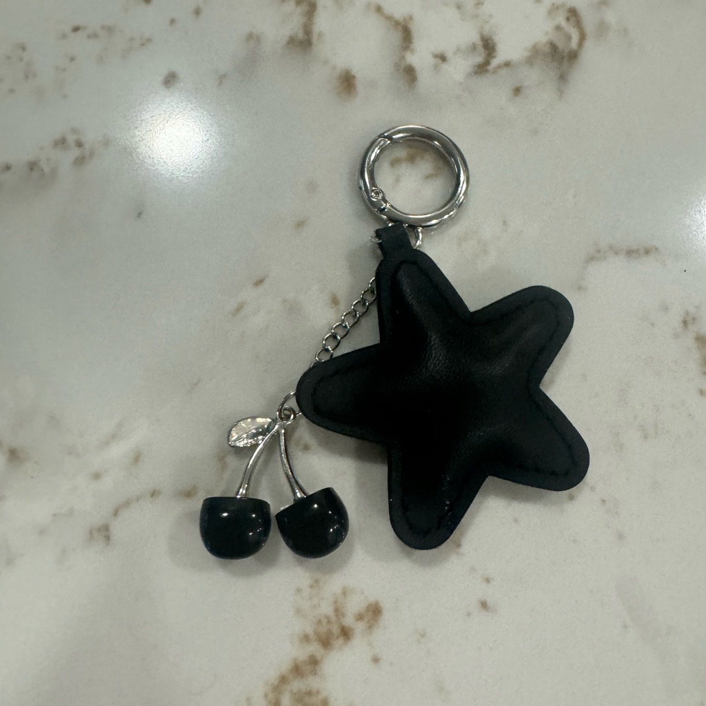 Black Star Keychain With Cherry Charms